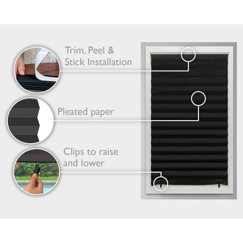 Blackout Pleated Paper Shade, 36" W x 72" L, 6 Pack - No Tools Installation