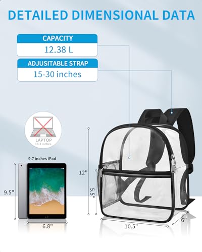 Clear Backpack Stadium Approved - Small Transparent PVC Bag for Concerts & School