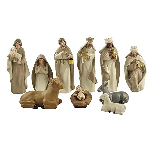 10-Piece Hand-Painted Nativity Set, 4.5-Inch Resin Manger Scene Figurines