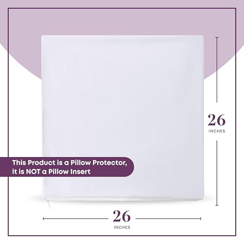 100% Cotton European Pillow Protectors - 26x26 Square Case - 4 Pack