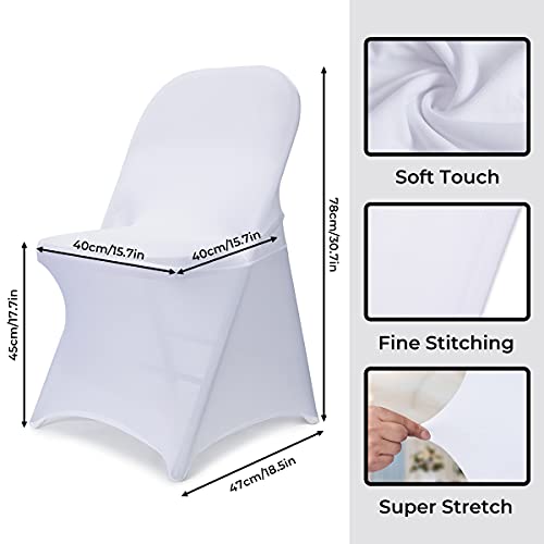 Universal Stretch Spandex Folding Chair Covers - 10PCS White