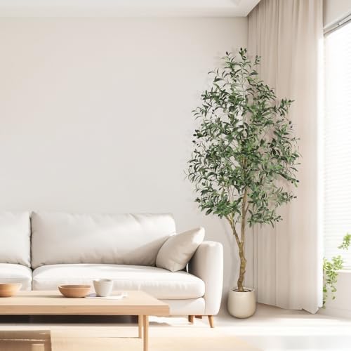 7ft Artificial Olive Tree with Planter - Realistic Faux Plant for Home Decor