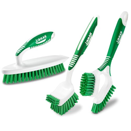 Heavy-Duty Scrub Brush Kit for Tub, Tile & Grout - 3-Piece Cleaning Set