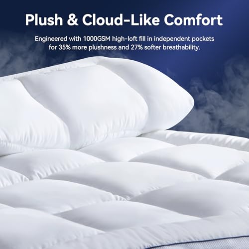 King Size 4-Inch Dual Layer Memory Foam Mattress Topper with Cooling Gel & Pillow Top