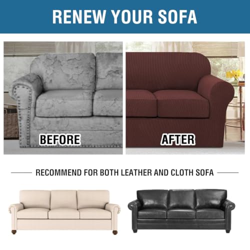 4 Piece Stretch Sofa Covers for 3 Cushion Couches - Burnt Brick
