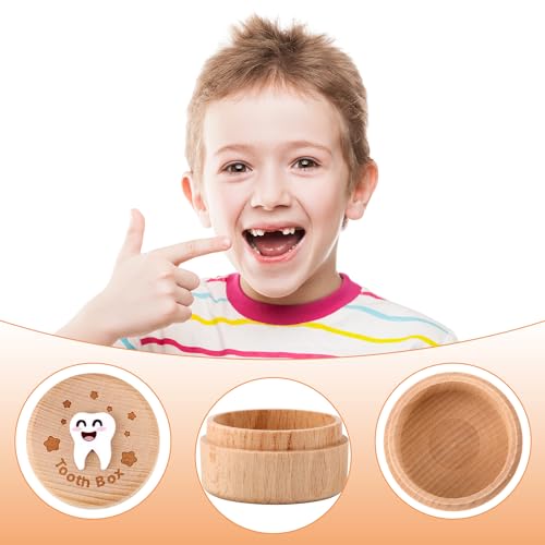 3D Carved Wooden Tooth Fairy Box - Kids Tooth Storage Keepsake Container