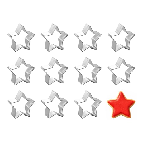 1.5 Inch Mini Star Cookie Cutters (12 Count) – Tin Plated Steel, Safe Edges