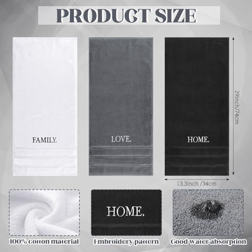 3-Piece Embroidered Cotton Hand Towel Set - Farmhouse Bathroom Decor