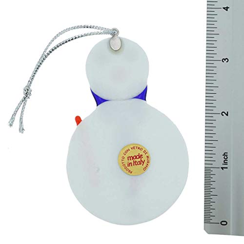 Murano Glass Snowman Christmas Ornament - Handmade Venice Blue Decor