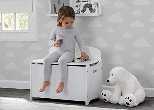 Deluxe Wooden Toy Box with Slow-Closing Safety Lid, Bianca White