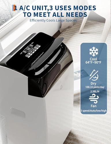 14,000 BTU Portable Air Conditioner 3-in-1 AC Unit with Dehumidifier