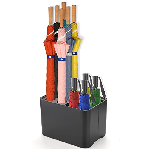 Compact Umbrella Stand for Entryway with Removable Drip Tray, Black