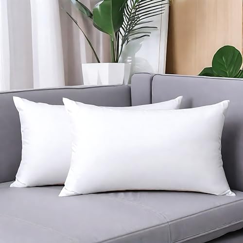 Hypoallergenic Rectangle Throw Pillow Insert - 12x20 Inch Lumbar Cushion