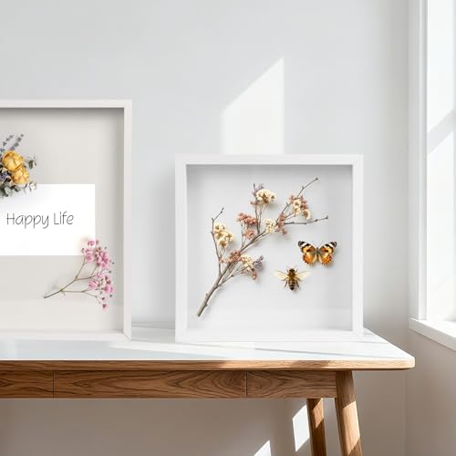 6-Pack 5x5 Shadow Box Frame - 1.2-Inch Deep 3D Display Case, White