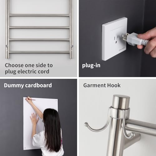 8-Bar Stainless Steel Towel Warmer - Wall-Mounted Plug-in or Hardwired