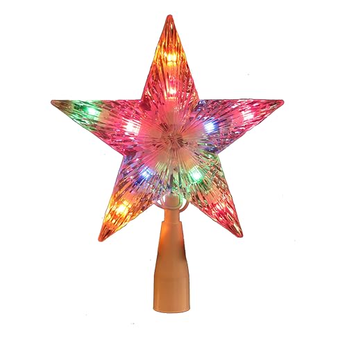 Pre-Lit Multi-Colored Crystal Star Christmas Tree Topper - 7 Inch