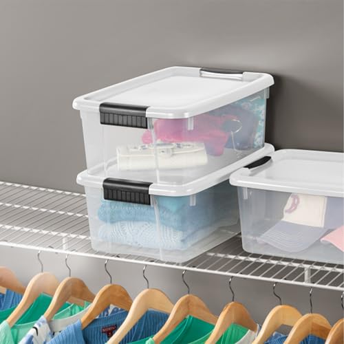 18 Quart Plastic Storage Box with Lids 6-Pack Stackable Containers