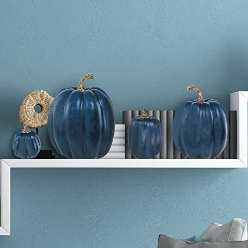 7 Pcs Navy Blue Artificial Pumpkins - Decorative Foam Fall Centerpieces