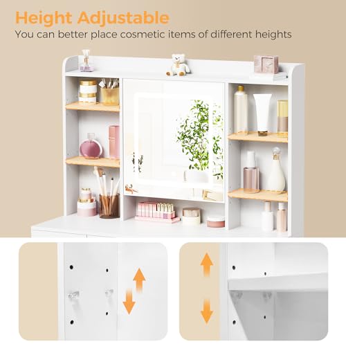 BEWISHOME Lighted Vanity Desk with Jewelry Storage & Power Outlet