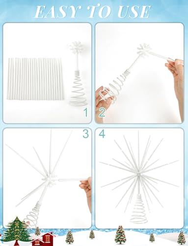 LGFMGWH 13.7 Inch White Christmas Tree Topper - 3D Burst Exploding Star Holiday Decor
