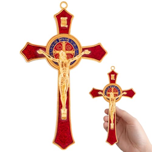 7-Inch St. Benedict Crucifix Wall Cross - Enamel Catholic Home Decor