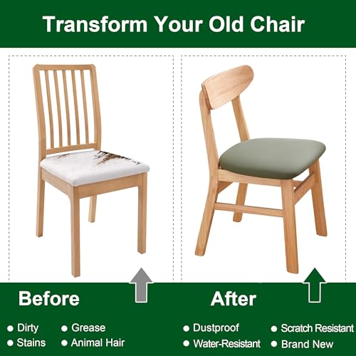 Waterproof Dining Chair Seat Covers Set of 6 - Green, Large (18-22 in)