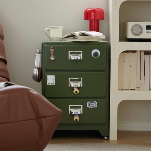 3-Drawer Nightstand, Minimalist Bedside Table in Light Green