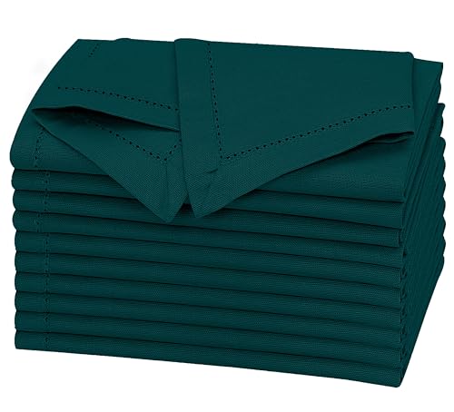 Ruvanti Teal Linen-C cotton Napkins Set of 12 20”x20” - Teal