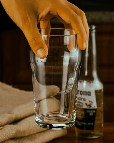 20oz Stackable Pint Beer Glasses - Set of 4 English Pub Style Glassware
