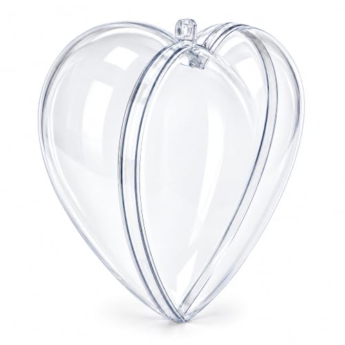 Set of 3 Clear Plastic Heart Christmas Ornaments 3.05 Inches - Shatterproof Holiday Decor