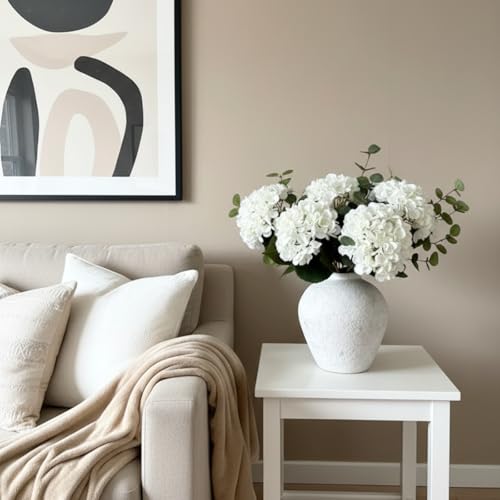 Real Touch White Hydrangea & Eucalyptus Faux Floral Centerpiece (5 Heads)