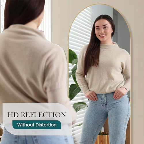 64" x 21" Arched Full Length Floor Mirror, Aluminum Alloy Frame
