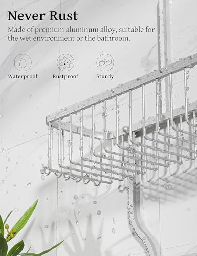 Yasonic Hanging Shower Caddy 3-Tier Rustproof Aluminum Over Shower Head Organizer