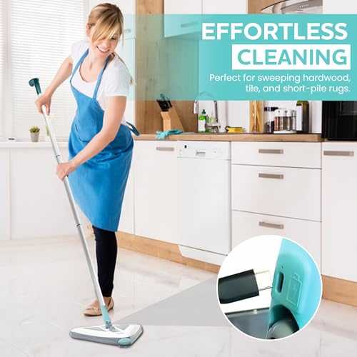 Cordless Floor Sweeper, Lightweight Rechargeable Carpet and Tile Sweeper