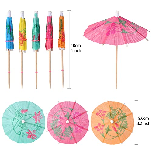 MYJIE 200 Pcs Cocktail Drink Umbrella Picks - Mini Paper Umbrellas for Cocktails & Party Decorations