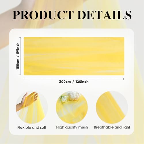 Yellow Gauze Table Runner 120 Inch Long, Sheer Polyester Dining Table Decor