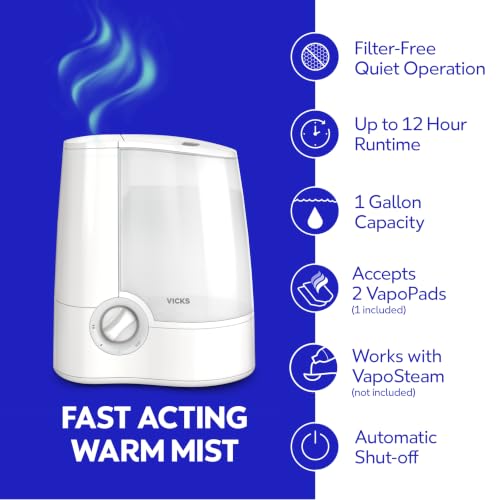 Vicks Warm Mist Humidifier 1 Gallon Tank for Medium to Large Rooms - 1 Count
