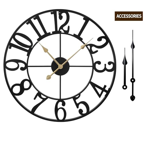 13.5-Inch Silent Metal Wall Clock, Round Decorative Farmhouse Clock