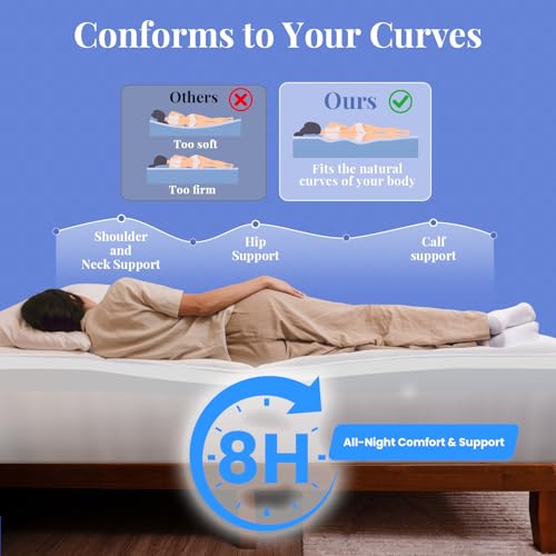 Twin XL Cooling Mattress Topper with Gel Memory Foam & Breathable Pillow Top
