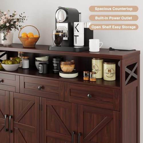 51" Farmhouse Buffet Sideboard with Storage, Coffee Bar Cabinet & Drawers