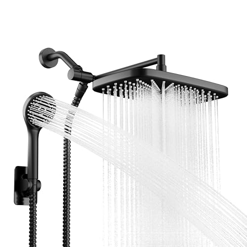 Dual Rain Shower Head Combo with Handheld, 10-Inch & Extension Arm