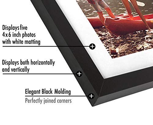 8x24 Collage Picture Frame with Mat for Five 4x6 Photos - Black Wall Frame