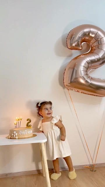 Skiennix 40-Inch Rose Gold Number Balloons - Perfect for 2nd, 12th, 21st Birthday Celebrations & Weddings