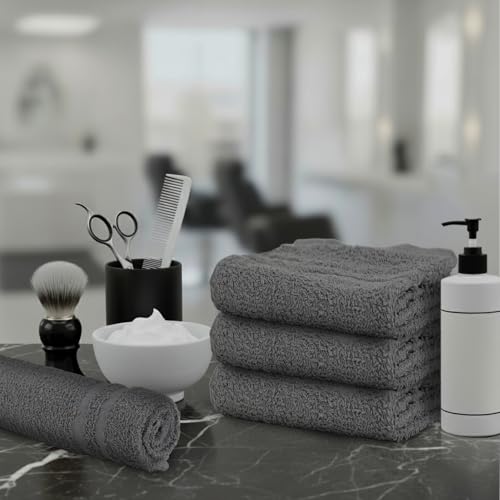 50 Pack Cotton Hand Towels - 16x27 Inch Grey Salon & Spa Towels