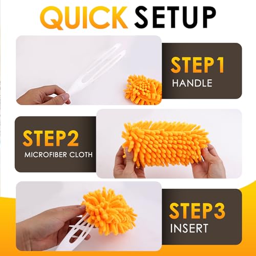 Reusable Microfiber Duster Refills 4-Pack - Washable 360 Dusting Cloths