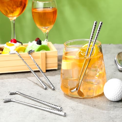 Teenyyou 10 Pcs Golf Club Style Cocktail Stirrers - 5.83 Inch Golf Picks, Silver Finish, Perfect for Parties (Variation: Club Style)