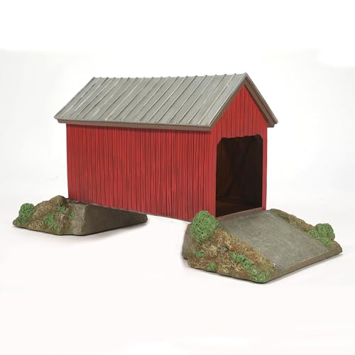 Illuminated Winter River Bridge Car Crash Collectible Village Building
