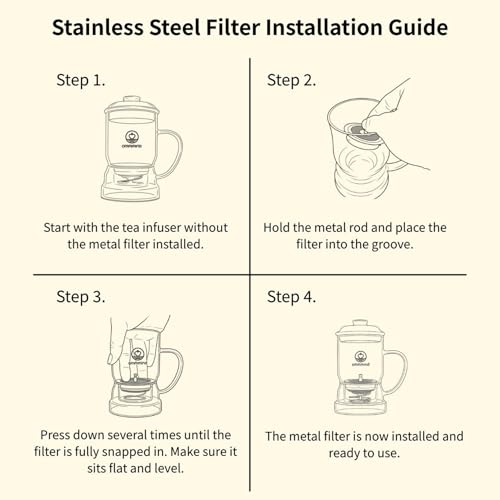 OMMMIND Clear Glass Tea Infuser for Loose Leaf Tea - 15.2 oz, Without Mug