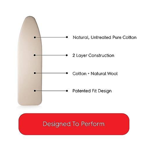 Natural Cotton Ironing Board Cover 15 x 54 Inch, Heavy Duty Padded Cover