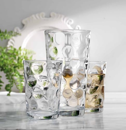 18-Piece Glassware Set - Highball, Whiskey Rocks, and Juice Drinking Glasses